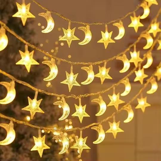 Whimsigoth Star and Moon Decor String Lights, Indoor Bedroom Classroom Dorm Patio Party Wedding Decor, Warm White Plug or Battery (30ft Plug-in)
