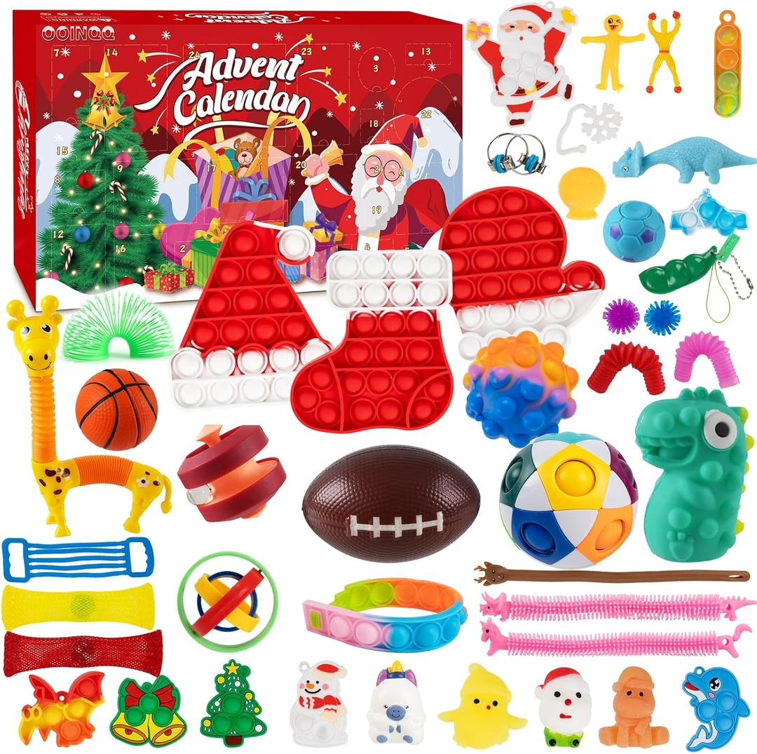 43pcs Fidget Advent Calendars 2024 For Kids, 24 Days Christmas Countdown Calendar with Fidget Toys,Pop,Squishy,Stress Ball Sensory Toys Christmas Gift for Boys Girls
