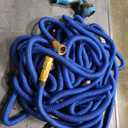 Expandable Garden Hose 150 ft Water Hose with 10 Function Spray Nozzle, Lightweight Flexible Hose with 3/4 Inch Solid Fittings and 4-Layer Latex Core, 150ft Retractable Stretch Hose (Blue)
