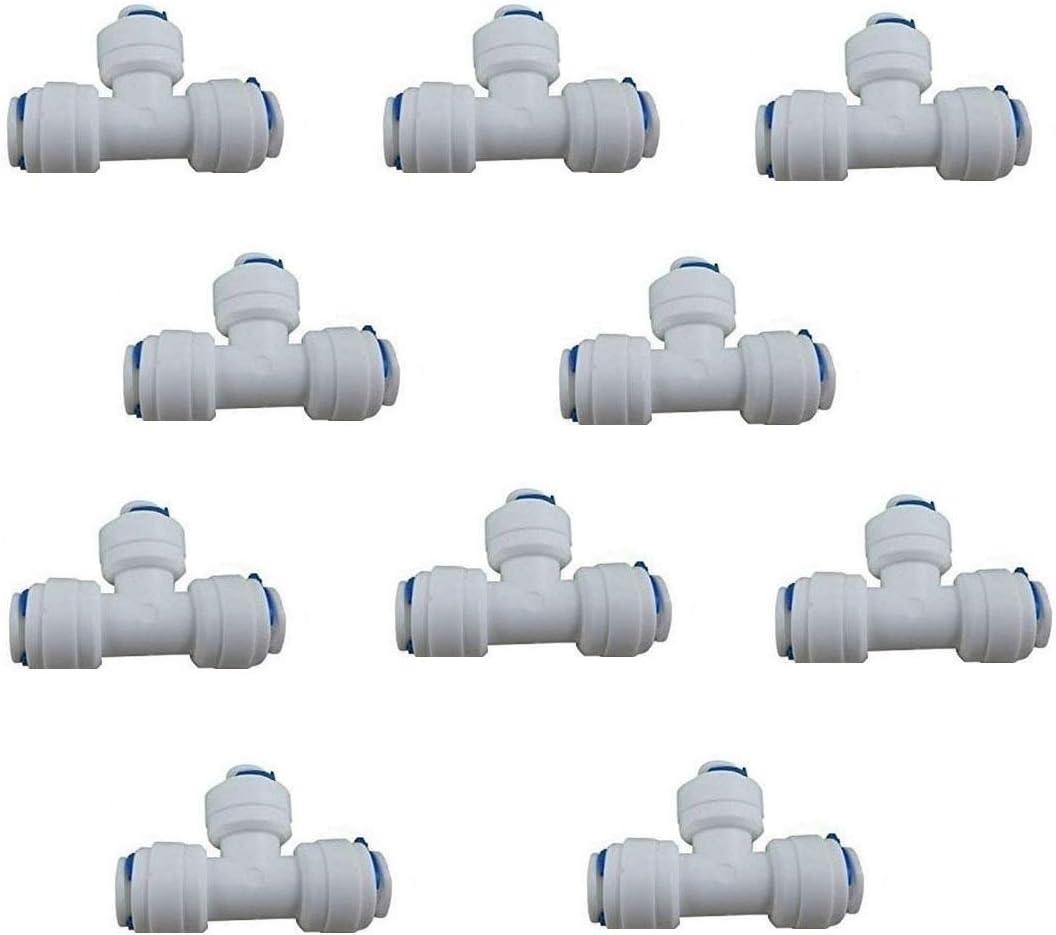 Lemoy Liimevvon 10x 1/4 inch Tee 3 Way Tube Quick Connect Push Fit RO Water Reverse Osmosis System
