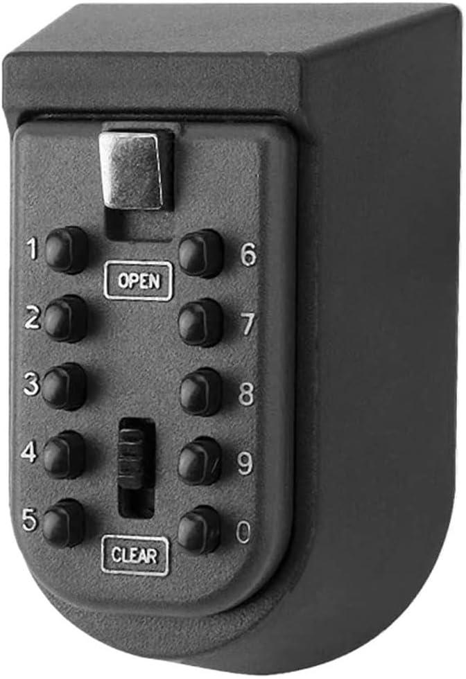 Key Lock Box for House Key, Lock Box with Combination Lock Wall Mount, 10 Digits Password Security Lock Boxes, Key Box with Code Push Button for Outside & Inside Hide A Key Outdoor