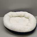 Love's cabin Round Donut Cat and Dog Cushion Bed, 25in Pet Bed for Small or Medium Dogs, Anti-Slip & Water-Resistant Bottom, Soft Durable Fabric Pet Beds, Washable Calming Cat Bed Navy Stripe