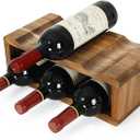 Jotboom 6 Bottle Wine Racks Countertop,Acacia Wood Wine Holder,Small Wine Rack for Inside Cabinet,Tabletop Wine Liquor Bottle Holder for Home Kitchen Bar