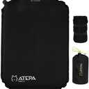 ATEPA Inflatable Stadium Seat Cushion Bed, Self-Inflating Memory Foam Stadium Seats Bleacher Seat Chair Cushion Pad for Airplane Travel Backpacking Sports Events.Color Blue,Bag Black