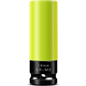 BOEN 19mm 1/2" Drive Wheel Protector Impact Socket, Non-Marring Lug Nut Thin Wall Deep Socket Set, Chrome-Molybdenum Steel, 6 Point, Color-Coded Protective Socket