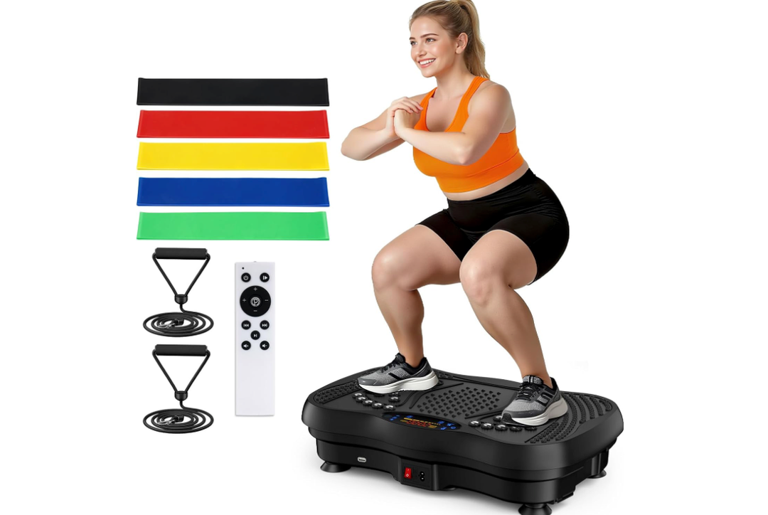 Bigzzia Vibration Plate Exercise Machine for Lymphatic Drainage & Fitness | Magnetic Massage Nodes,400lbs Capacity Full Body Vibrating Plate Exercise Machine with Resistance Bands. 