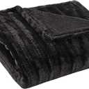 Beautyrest Duke Blanket Luxury Oversize Electric Throw Premium Soft Cozy Brushed Long Faux Fur for Bed, Couch with 3 Heat Setting Controller, Auto Shut-Off Function, Black, 50 in x 70 in