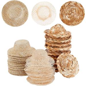 AHANDMAKER 30 Mini Straw Hats Craft Doll Hats Ornaments Woven Caps for DIY Craft Woven Caps for Garment Decorations Jewelry Accessories