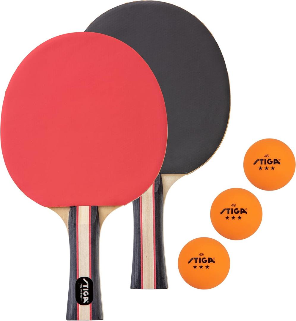 STIGA Performance 2 or 4 Player Table Tennis Set  USATT Approved Rackets and 3-Star Balls  5-Ply Blade & Flared Handle  Perfect for Skill Development