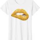Gold Lips Biting Lipstick Makeup T-Shirt, 1X
