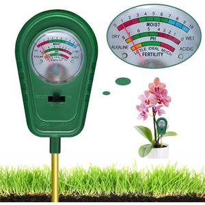 3-in-1 Soil Test Kit, Soil Moisture Meter/Soil ph Meter/Fertility Soil Tester, Soil Hygrometer for Garden, Farm, Plant, Outdoor, Indoor, Lawn Care Moisture Meter for Hous Plants (No Battery Needed) (Bean Green NEW)