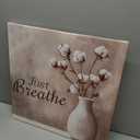 XLMDYYSW Cotton Wall Art White Cotton Bouquet Canvas Picture Bathroom Floral Poster Prints Rustic Farmhouse Flower Painting for Bedroom Restroom Framed (Brown, 16.00" x 16.00")