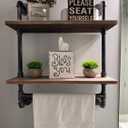 Industrial Pipe Shelf,2 Tiered Metal Towel Racks for Bathroom,20" Industrial Pipe Floating Shelves Shelving,Rustic Wood Wall Mount Shelf with Bar,Iron Towel Holder, Length 20" x Height 27" x Depth 7.87"