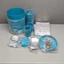 Clara Clark Bathroom Set - Teal Bathroom Accessories Set, 20PC Bathroom Accessory Set, Shower Curtain Set with Liner, Toothbrush Holder, Soap Dispenser, Soap Dish, Toilet Brush Holder, and Trash Can