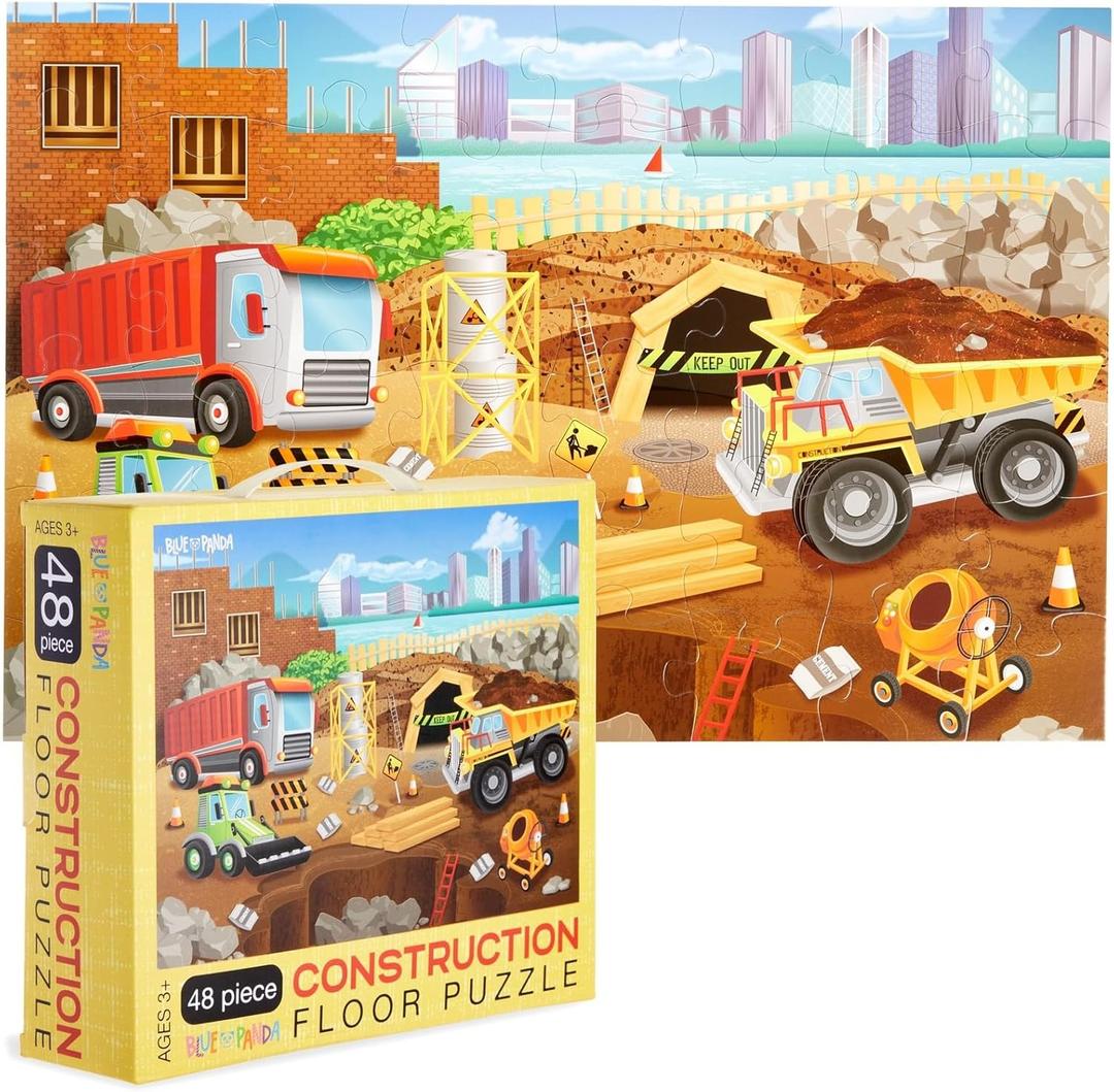 BLUE PANDA 48 Piece Jumbo Floor Puzzle for Kids Ages 3-5 and 4-8 - 2x3 Feet Giant Jigsaw Puzzles for Toddler Preschool Learning and Construction
