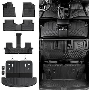Floor Mats for 2021-2026 Kia Sorento 6&7 Seats (Not Fit Hybrid & PHEV), All Weather TPE Durable Trunk Cargo Mat with Backrest Mat for Kia Sorento