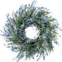26'' Large Lavender & Eucalyptus Wreath for Front Door - Artificial Eucalyptus Leaves Greenery Outdoor Wreath for Wedding Farmhouse Porch Wall Room Home Decor (Blue)