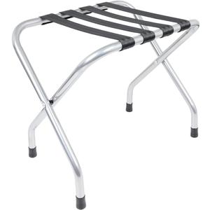 WHP Folding Suitcase Stand with Chrome Finish  Foldable Steel Luggage Rack for Guest Bedroom, Beach, Hotel, Condo, or Rental Properties - Bag and Backpack Storage for Tight Spaces or Any Room
