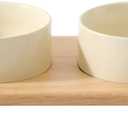 Havniva Ceramic Elevated Cat Food and Water Bowl, Kitty Bowl, Raised Cat Dish, Pet Feeder (5.1 in, 2 x Beige + Stand)