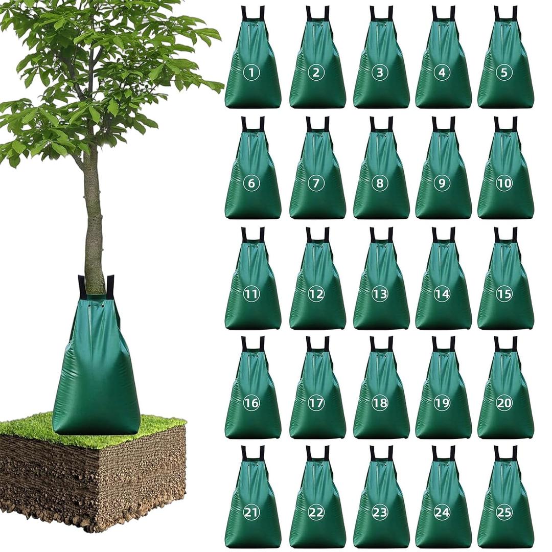 25 Pack 20 Gallon Tree Watering Bags Heavy Duty Slow Release Irrigation Bags for Trees, Reusable Tree Gator Bags for Watering Trees, Durable PVC Tree Water Bags with 5-8 Hour Drip Release Time