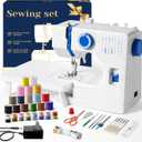 Mini Sewing Machine, Dual Speed Double Needle, 14 Stitch Portable Sewing Machine for Beginners, Adults, Home Use