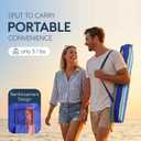 PASAMIC 7ft Portable Beach Umbrella, UPF 50+ UV Protection with Sand Anchor, Air Vent & Adjustable Tilt, with Carry Bag and Hook, for Patio Pool, Blue Stripe