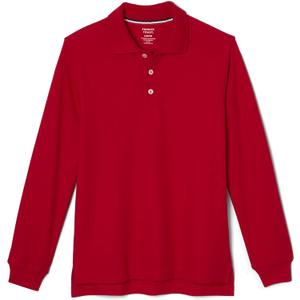 French Toast Boys Pique Polo School Uniform Shirt with Long Sleeves for Boys and Girls (3T, Red)