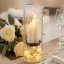 Patelai 15 Inch Tall Glass Hurricane Candle Holder for Home Wedding Holiday Centerpiece Decoration Large Clear Pillar Candle Holder with Removable Metal Insert