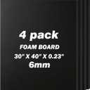 4 Pack Foam Board 30"x40", 0.23" Thick Black Poster Board, Acid-Free Double Sided Foam Core Board for Presentation Art, Display, Office, School Projects, Crafting, Sign Making