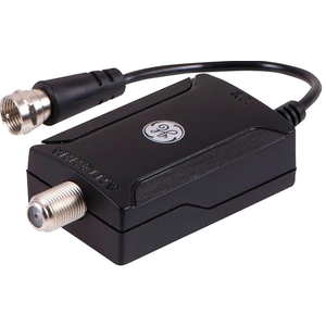 GE Indoor TV Antenna Amplifier, Antenna Signal Booster, HD TV Digital VHF UHF, Low Noise, Black, 42178