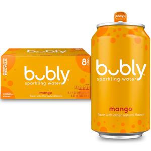 bubly Sparkling Water, Mango, Zero Sugar & Zero Calories, 12 Fl Oz Cans (Pack of 8) (EXP 07/13/26)