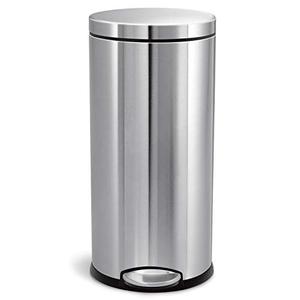 simplehuman 30 Liter / 8 Gallon Round Step Trash Can, Brushed Stainless Steel simplehuman 30 Liter / 8 Gallon Round Step Trash Can, Brushed Stainless Steel