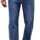 WICUSION Mens Elastic Waist Jeans Relaxed Fit Stretch Denim Pants Straight Leg Jean with Zipper, Blue XL