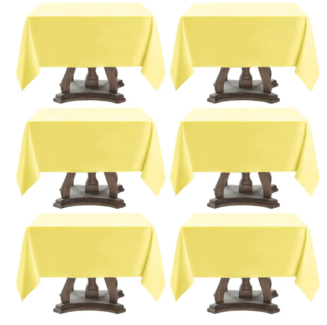 Square Tablecloth Yellow Tablecloths Stain-Wrinkle Resistant Washable Polyester Table Cloths for Holiday, Buffet Parties, and Weddinge, 7 pack