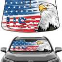 Windshield Sun Shade American Flag Sunshade for 2019-2024 2025 Toyota RAV4 Accessories Thicken 3-Layer Foldable Front Window Sunshade Sun Visor Protector Block UV Rays Keep Vehicle Cool