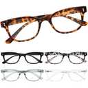 BLS BLUES 5 Packs Reading Glasses for Women Blue Light Blocking, Vintage Computer Eyewear,.+1.0