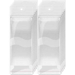 SHOLIFAS Long Clear Packaging Bags with Hang hole 300PCS Resealable Self Sealing Hanging Bags for Packaging Gifts Keychain Jewelry Earring Necklace(3.1x7.1in/ inner 3.1 x 4.7in)