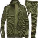 MACHLAB Men's Activewear Full Zip Warm Tracksuit Sports Set Casual Sweat Suit (Green, S)