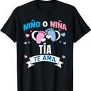Niño o Niña Tía Te Ama Gender Reveal In Spanish Aunt T-Shirt S/P/CH