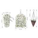 MJFloria Artificial Fake Flowers Plants Hanging Baskets for Outdoor Outside Decor, Faux Silk Hanging White Morning Glory Trailing Vines UV Resistant for Porch Patio Home Decoration