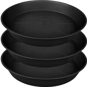 3 Pack of 25 26 inch Plant Saucer (22.7 Inch Base), 4.2" Depth, Large Deep Heavy Duty Plastic Flower Planter Water Trays for Indoors Outdoor, Plant Potted Bowl, Plant Drip Trays (26", Black)