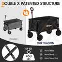 PORTAL Heavy-Duty Folding Wagon Cart, Large Collapsible Utility Wagon with All-Terrain Wheels for Beach, Camping, Garden & Grocery