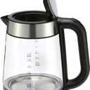Amazon Basics Electric Kettle with Glass Carafe for Tea and Coffee, BPA-Free, Fast Boiling, Auto Shut-Off, Boil-Dry Protection, Water Level Indicator, 1.7 Liter, 1500W, Black and Silver