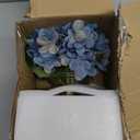 Hollyone Blue Hydrangea Fall Flowers Artificial for Decoration with Glass Vase Autumn Silk Faux Flower Arrangements with Fake Water Table Centerpiece Vase with Flowers Fall Decorations for Home
