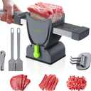Fresh Meat Slicer, Thickness Adjustable Stainless Steel Kitchen Cleaver Knife Set With Block, Manual Fresh Meat Cutter Jerky Slicer For Beef Pork, Cooking BBQ Hot Pot (Gray)
