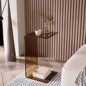 Acrylic End Table,C Shaped End Table, Acrylic Sofa Side Table, Bedside Table for Bedroom Small Simple Modern Coffee Table Suitable for Living Room, 25.59" x 11.81" x 11.81"