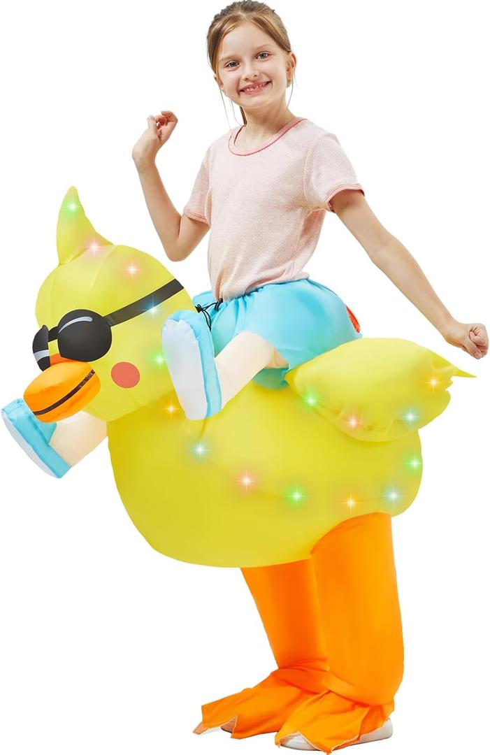 WinnerWhy Child Inflatable Costume with LED Light Blow up Halloween Animal Dress Jumpsuit for Kids Boy Girl