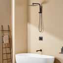 Black Shower Head and Handle Set, Black Shower Faucet Set with 12 Inch Shower Heads with Handheld Spray Combo and Tub Spout, Shower Systems with Rain Shower and Handheld (Valve Included)