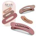 Kitsch Flat Claw Clips for Women - Strong Grip, Comfortable Design | Durable Plastic, Glossy Finish | Lay Down Claw Clip, Stylish Flat Hair Clips for Women | For All Hair Types - Terracotta, 3pcs (Terracota)