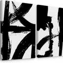 Black and White Wall Art Abstract Modern Painting Minimalist Line Canvas Wall Art Decor Black And White Poster Abstract Artwork Prints for Living Room Bedroom 16x24 Inch Wrapped Canvas Set of 2